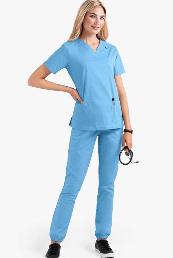 2023 Women's Solid Color V-Neck Nurse Uniform Set