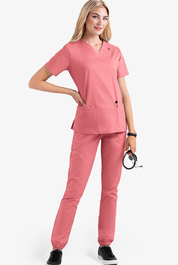 2023 Women's Solid Color V-Neck Nurse Uniform Set