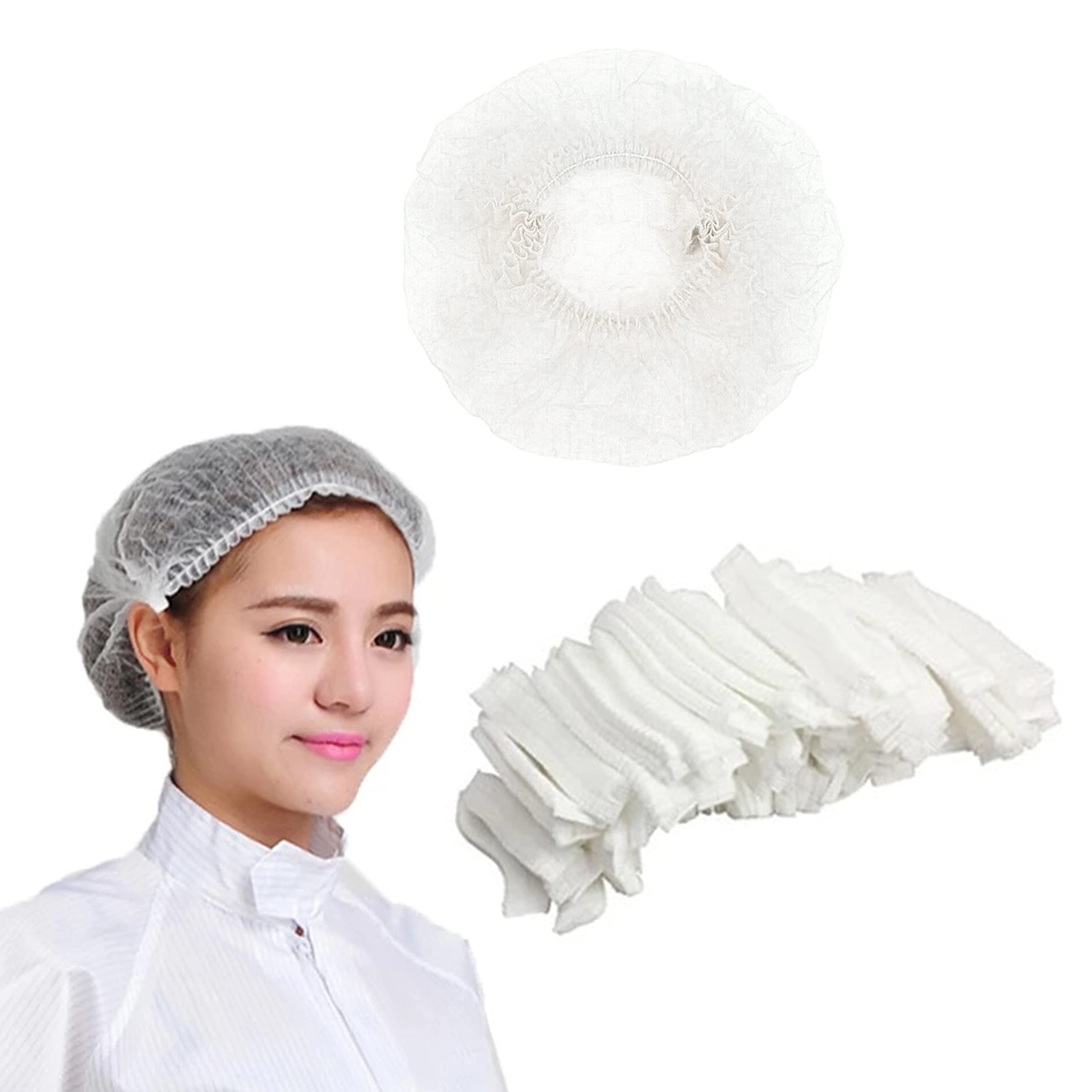 RMSDEALZ 100 Pcs 21” Disposable Bouffant Caps Hair Head Cover Net Non-Woven Medical Labs Spa Nurse Tattoo Food Service Health For Men and Women (White)