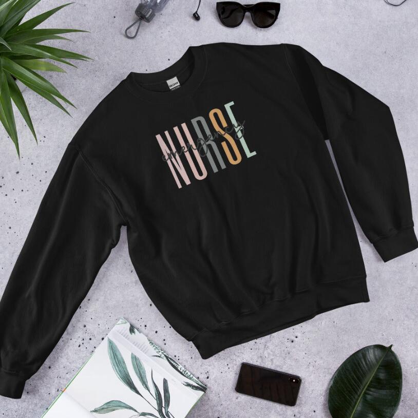 Printed Emergency Room Nurse Sweatshirt - Casual Loose Fit