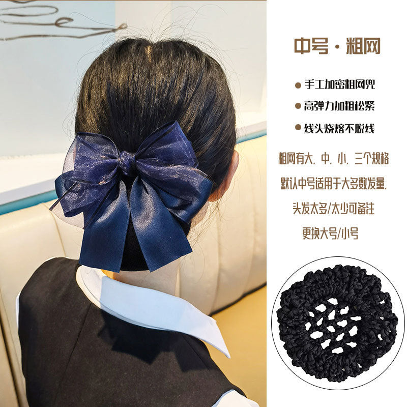 Nurse Hairnet with Bowknot - Chic Houndstooth Design