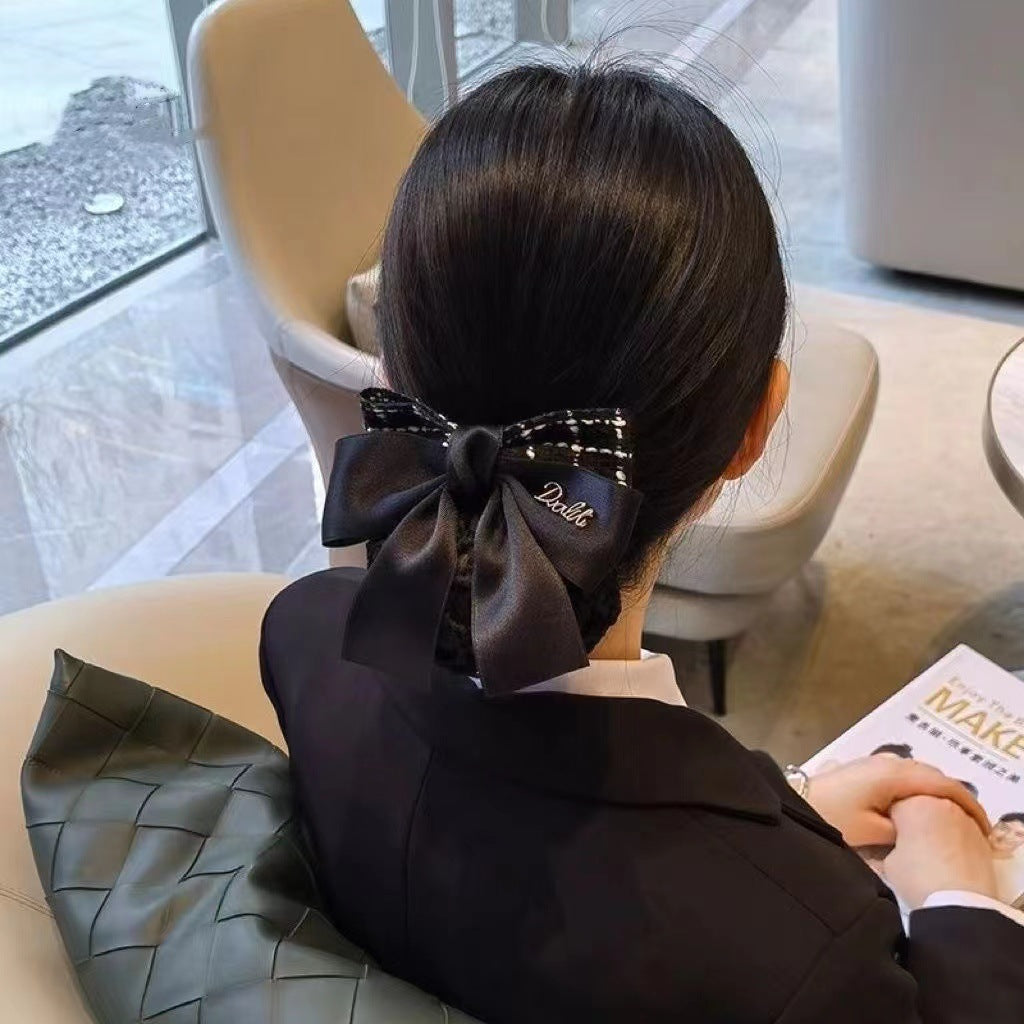 Nurse Hairnet with Bowknot - Chic Houndstooth Design