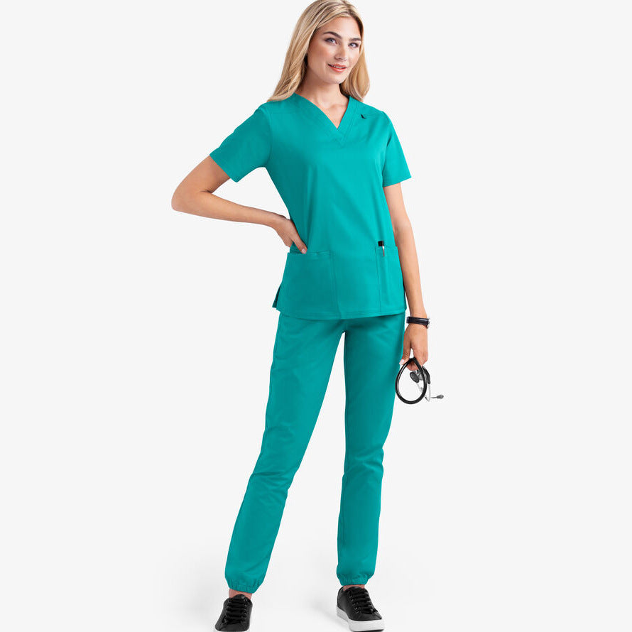 2023 Women's Solid Color V-Neck Nurse Uniform Set
