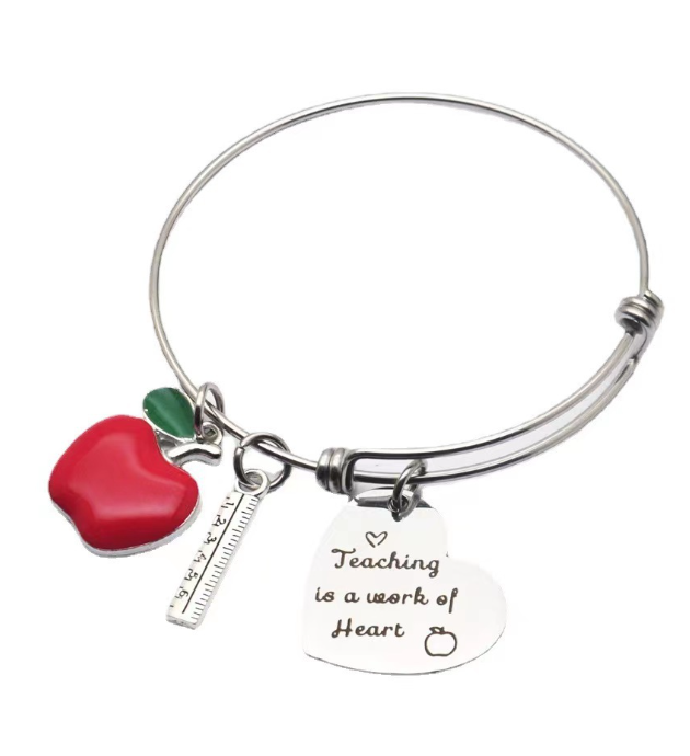Stainless Steel Peach Heart Nurse Shrink Bracelet