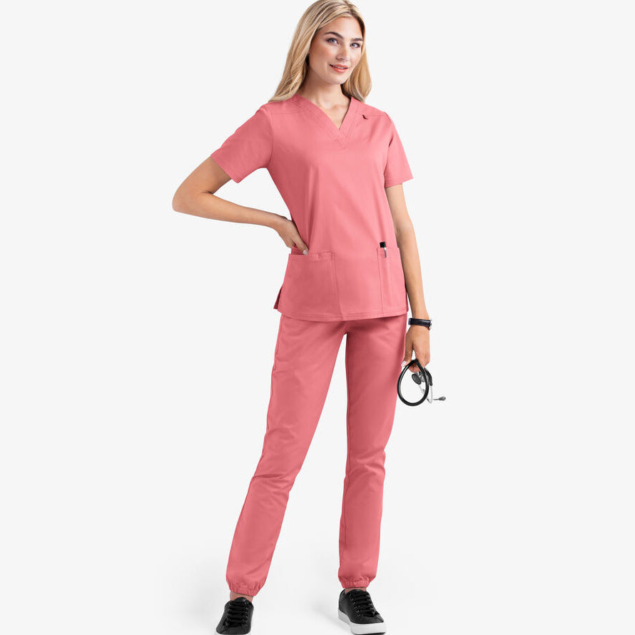2023 Women's Solid Color V-Neck Nurse Uniform Set