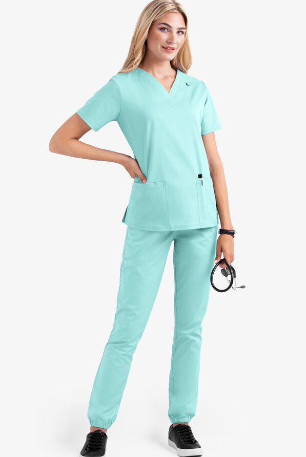 2023 Women's Solid Color V-Neck Nurse Uniform Set