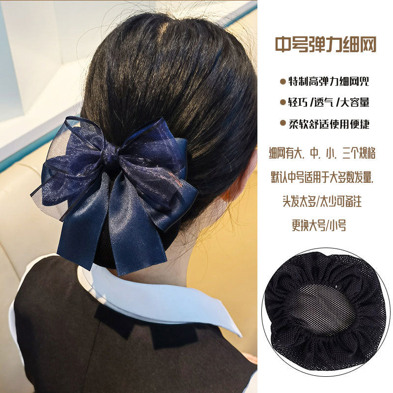 Nurse Hairnet with Bowknot - Chic Houndstooth Design