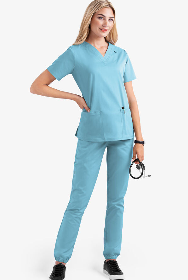 2023 Women's Solid Color V-Neck Nurse Uniform Set