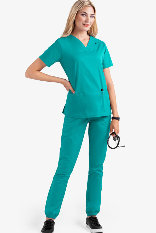 2023 Women's Solid Color V-Neck Nurse Uniform Set