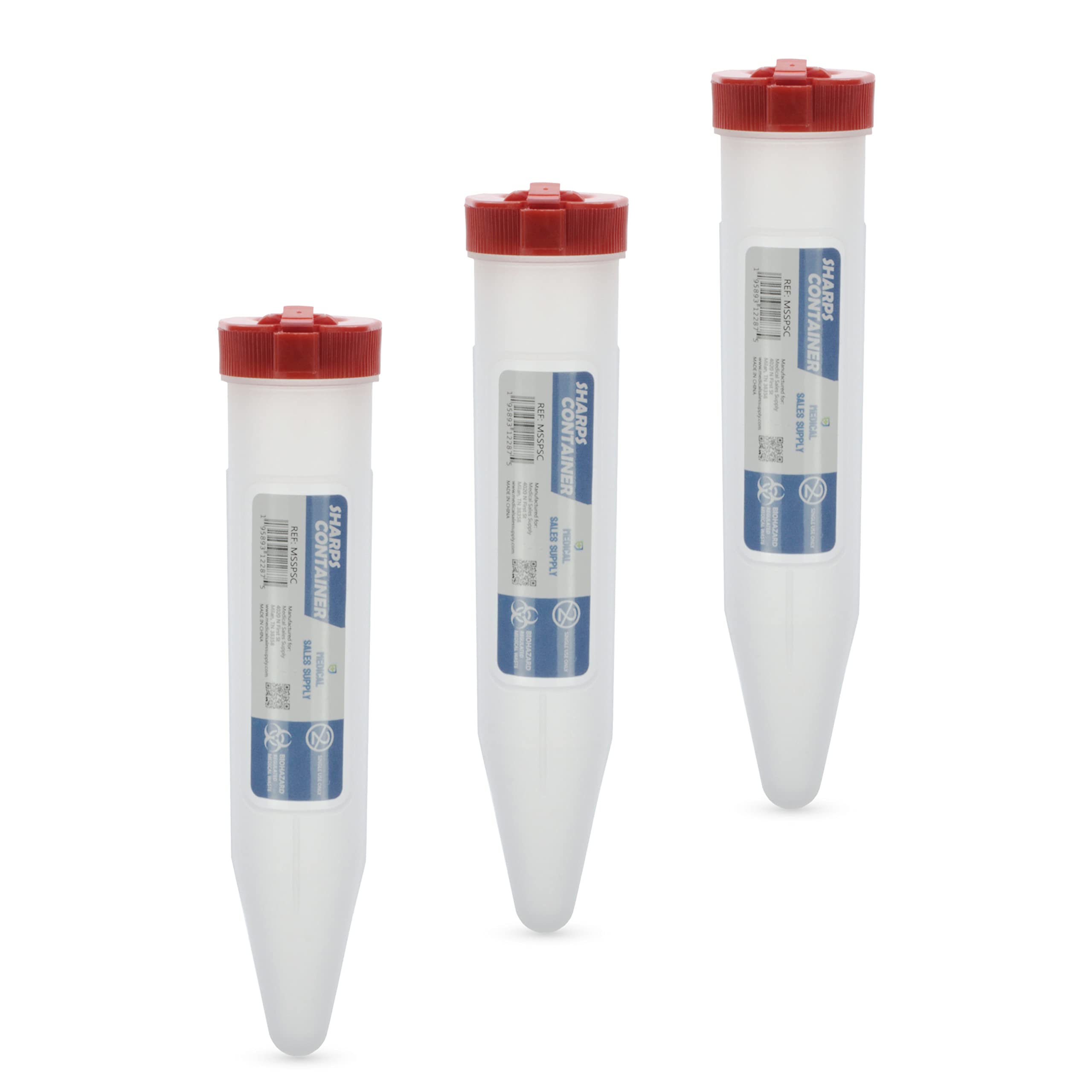 Portable First Aid Transportable Sharps Container with Locking Mechanism by Medical Sales Supply (Pack of 3)