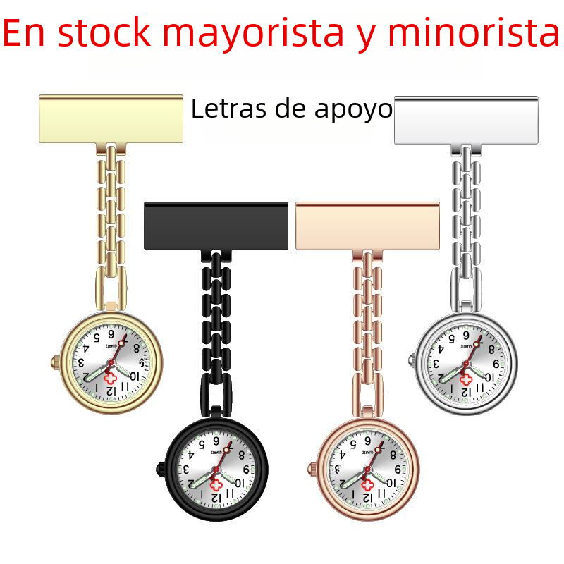 Metal Nurse Watch with Luminous T-Shape Design