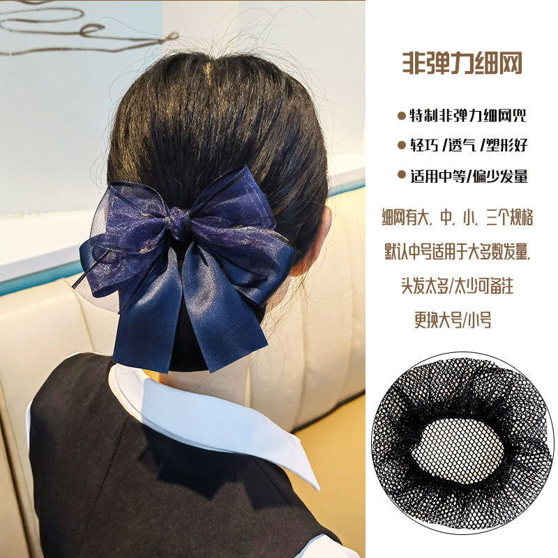Nurse Hairnet with Bowknot - Chic Houndstooth Design