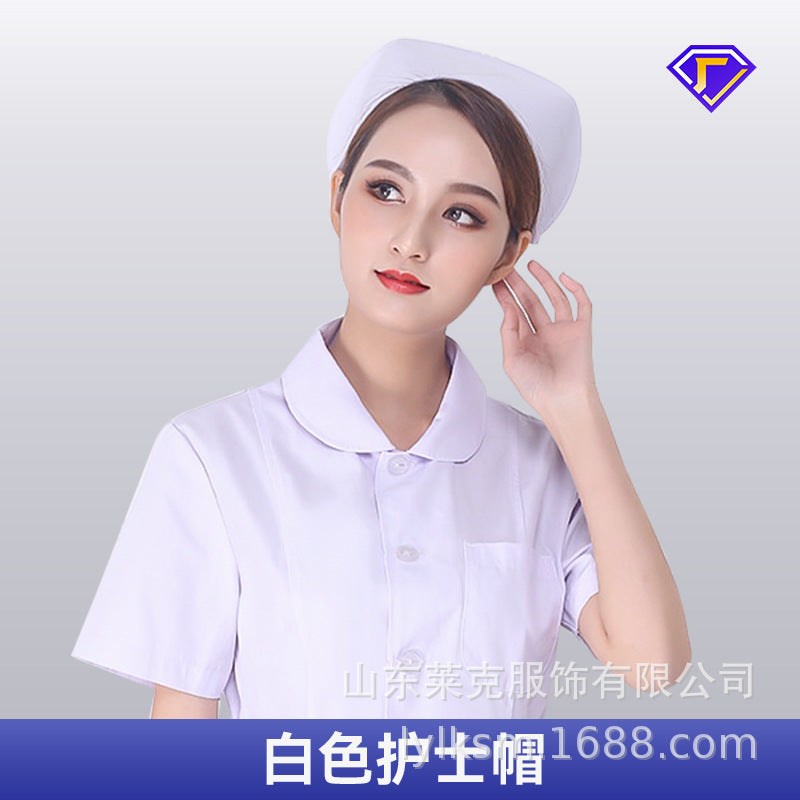 "White Nurse Hat with Blue Tail for Clinics and Schools"