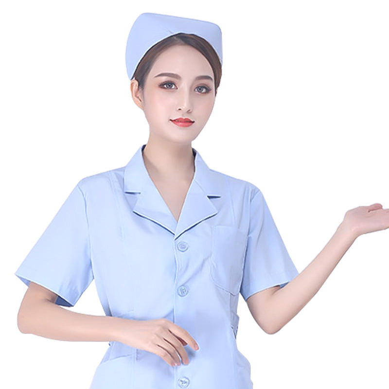 "White Nurse Hat with Blue Tail for Clinics and Schools"