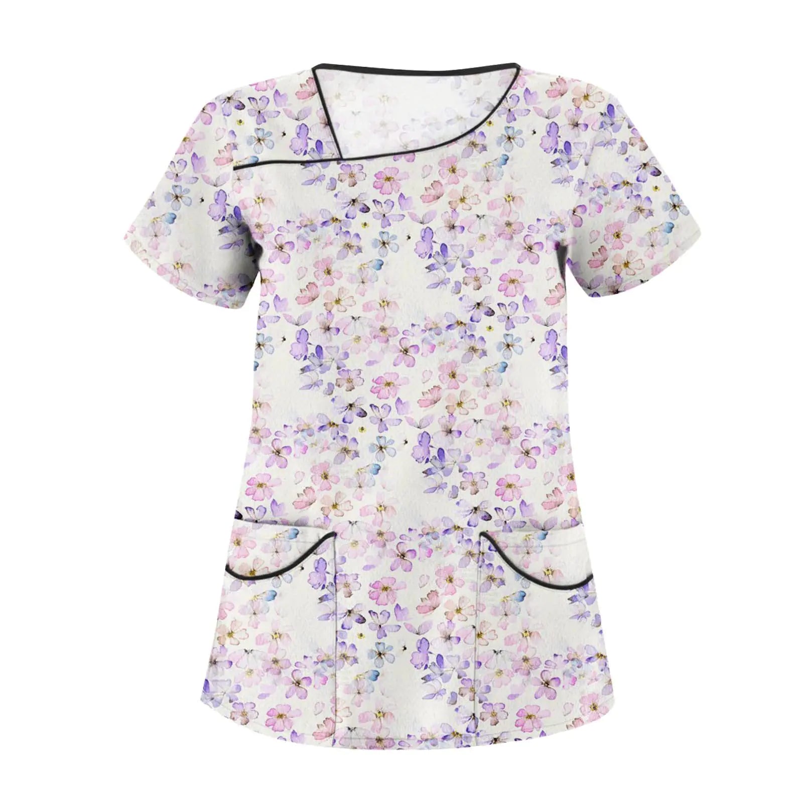 Scrubs for Women Scrub Tops Plus Size Scrubs Plus Size Scrubs for Women Scrub Tops Women Stretchy White Tops for Women 2024 T Shirt Y2k Clothes Athletic Tops for Women Womens Tops（1-PinkXL）