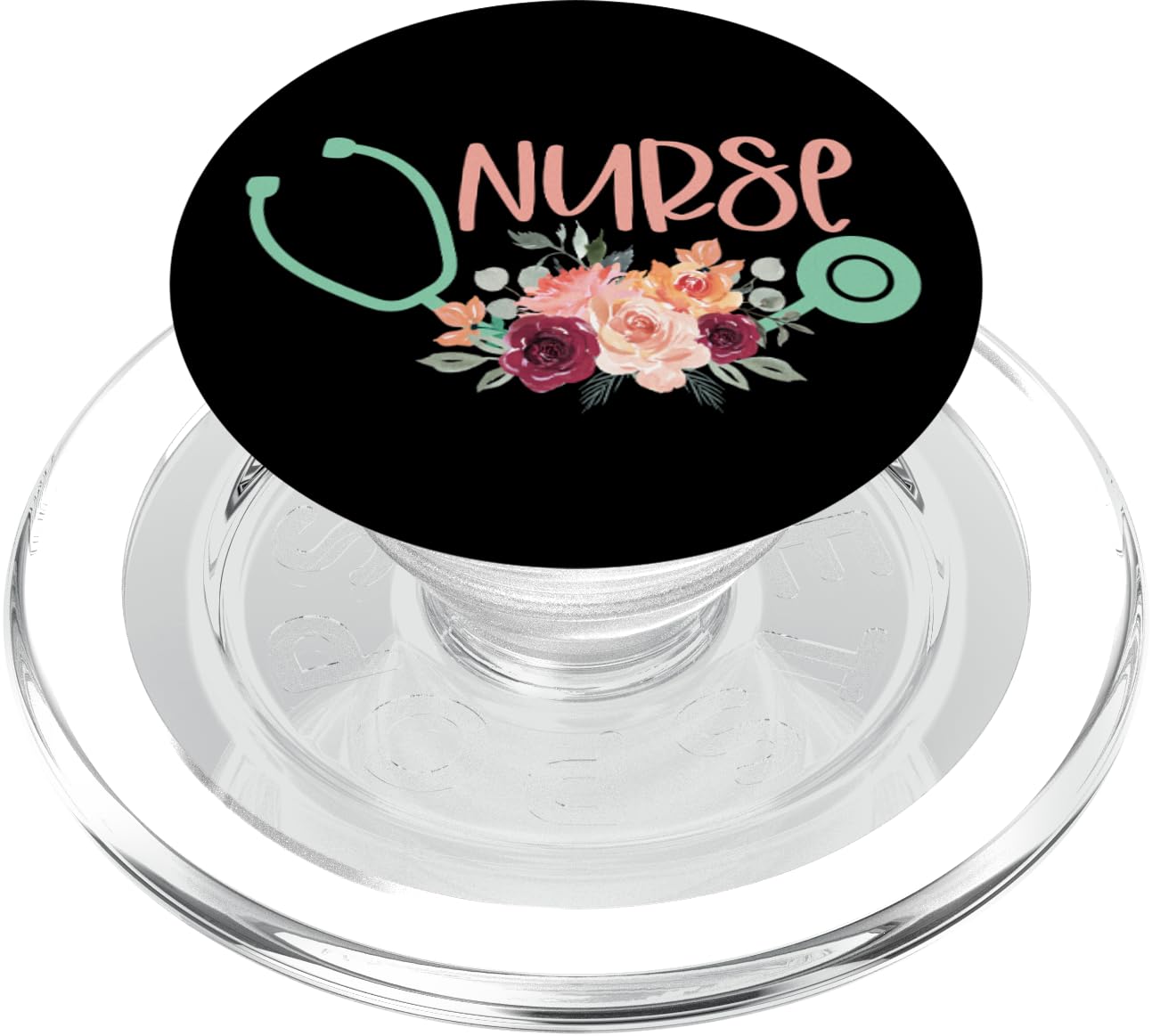Cute Nurse Stethoscope with Flowers - Nurse Appreciation PopSockets PopGrip: Swappable Grip for Phones & Tablets PopSockets PopGrip for MagSafe