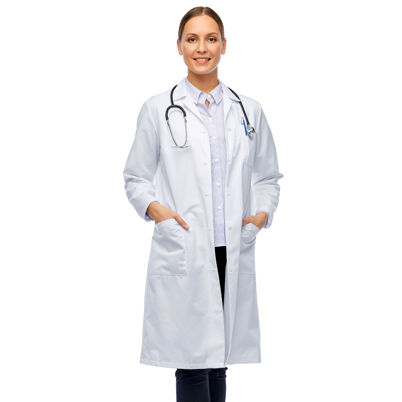 Magnus Care Professional Lab Coat for Women & Men White Unisex Labcoat Cotton Poly Medical Doctor Nurse Med Laboratory Coat