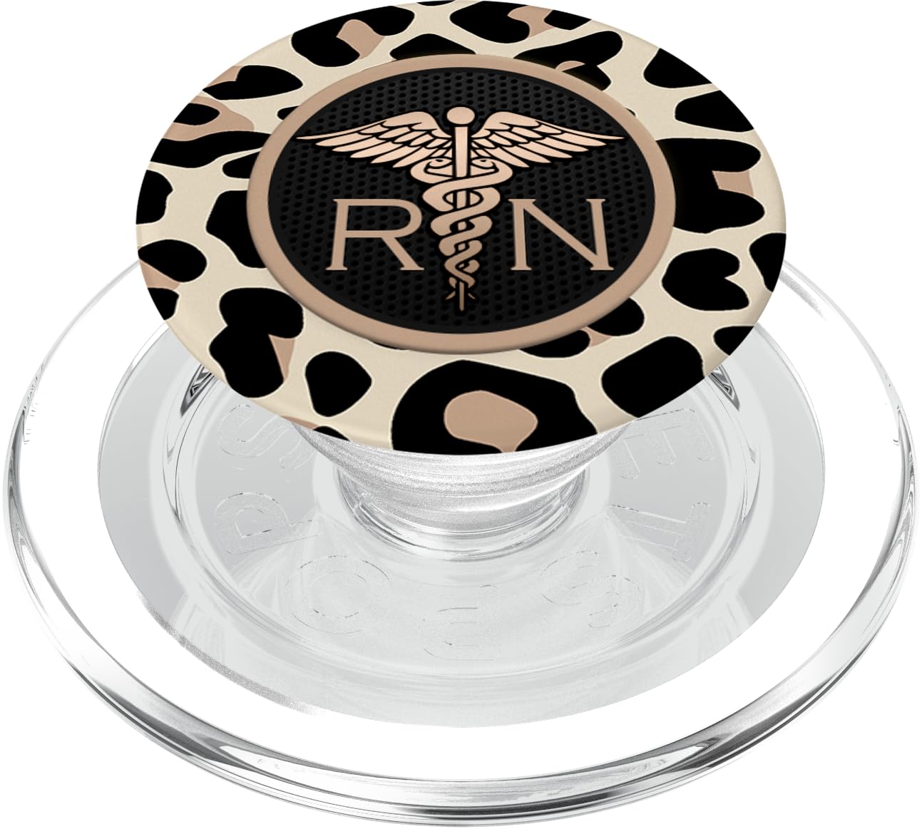 Sassy Cute Leopard Medical Nursing RN Caduceus Nurse PopSockets MagSafe PopGrip for iPhone