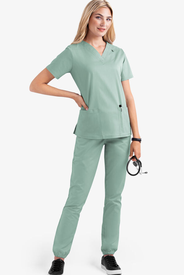 2023 Women's Solid Color V-Neck Nurse Uniform Set