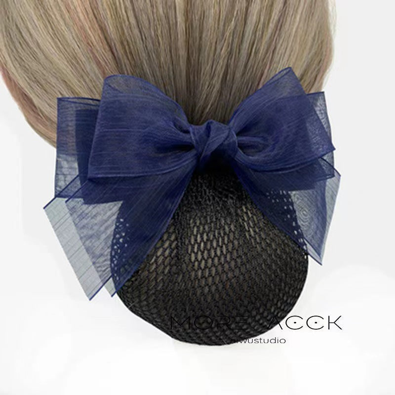 Nurse Hairnet with Bowknot - Chic Houndstooth Design