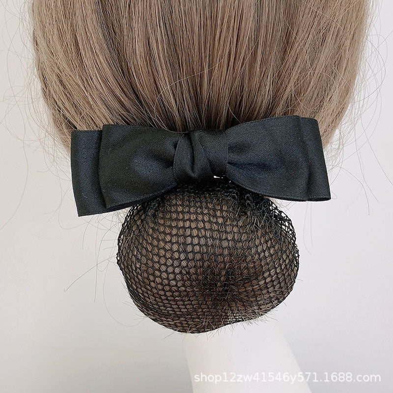 Nurse Hairnet with Bowknot - Chic Houndstooth Design