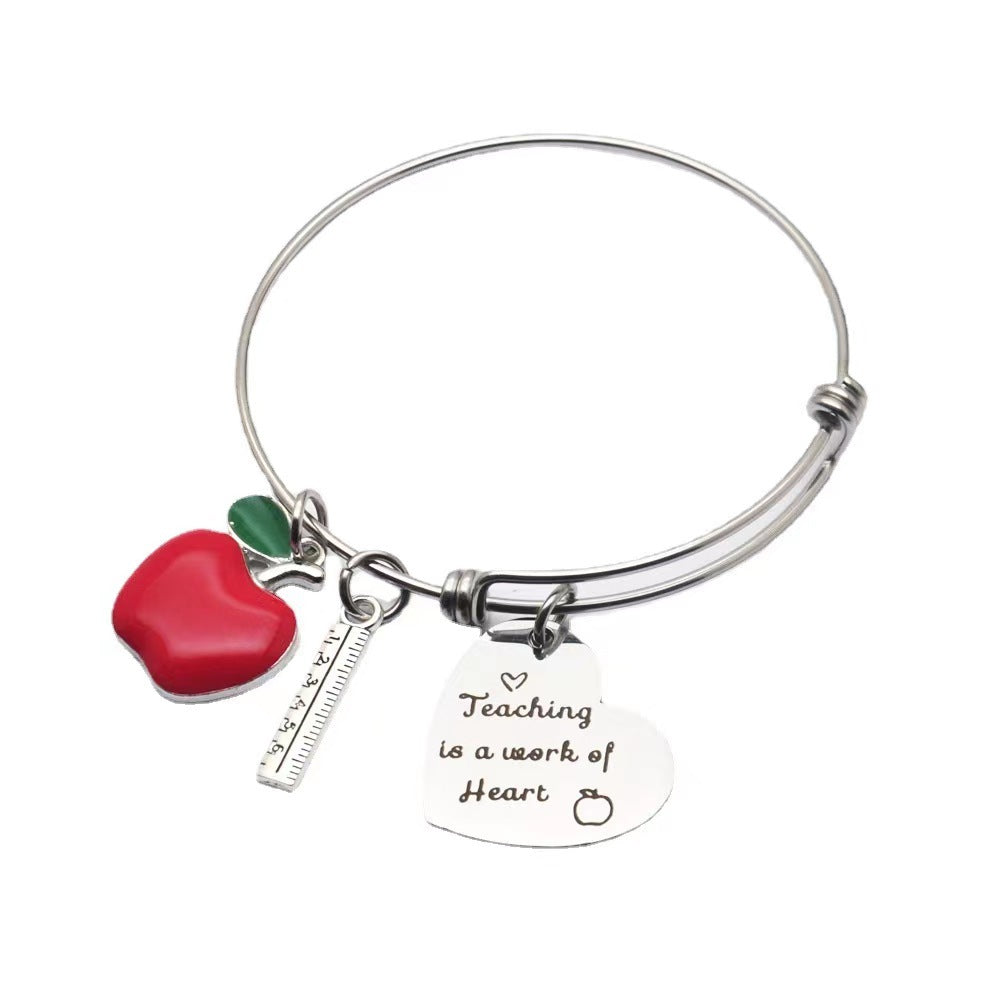 Stainless Steel Peach Heart Nurse Shrink Bracelet
