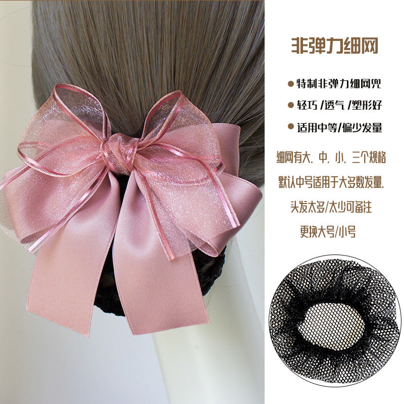 Nurse Hairnet with Bowknot - Chic Houndstooth Design