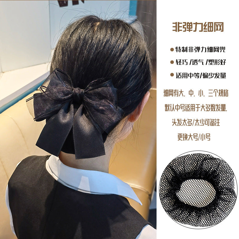 Nurse Hairnet with Bowknot - Chic Houndstooth Design