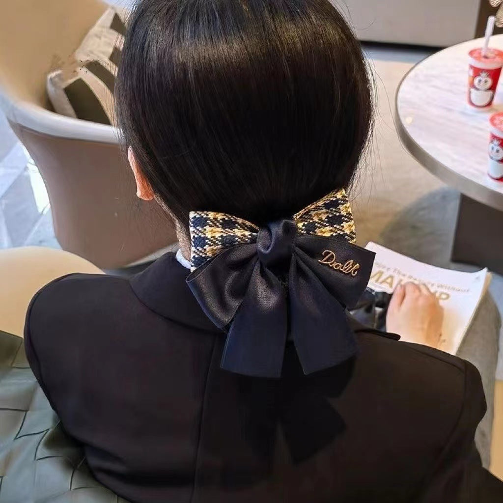 Nurse Hairnet with Bowknot - Chic Houndstooth Design
