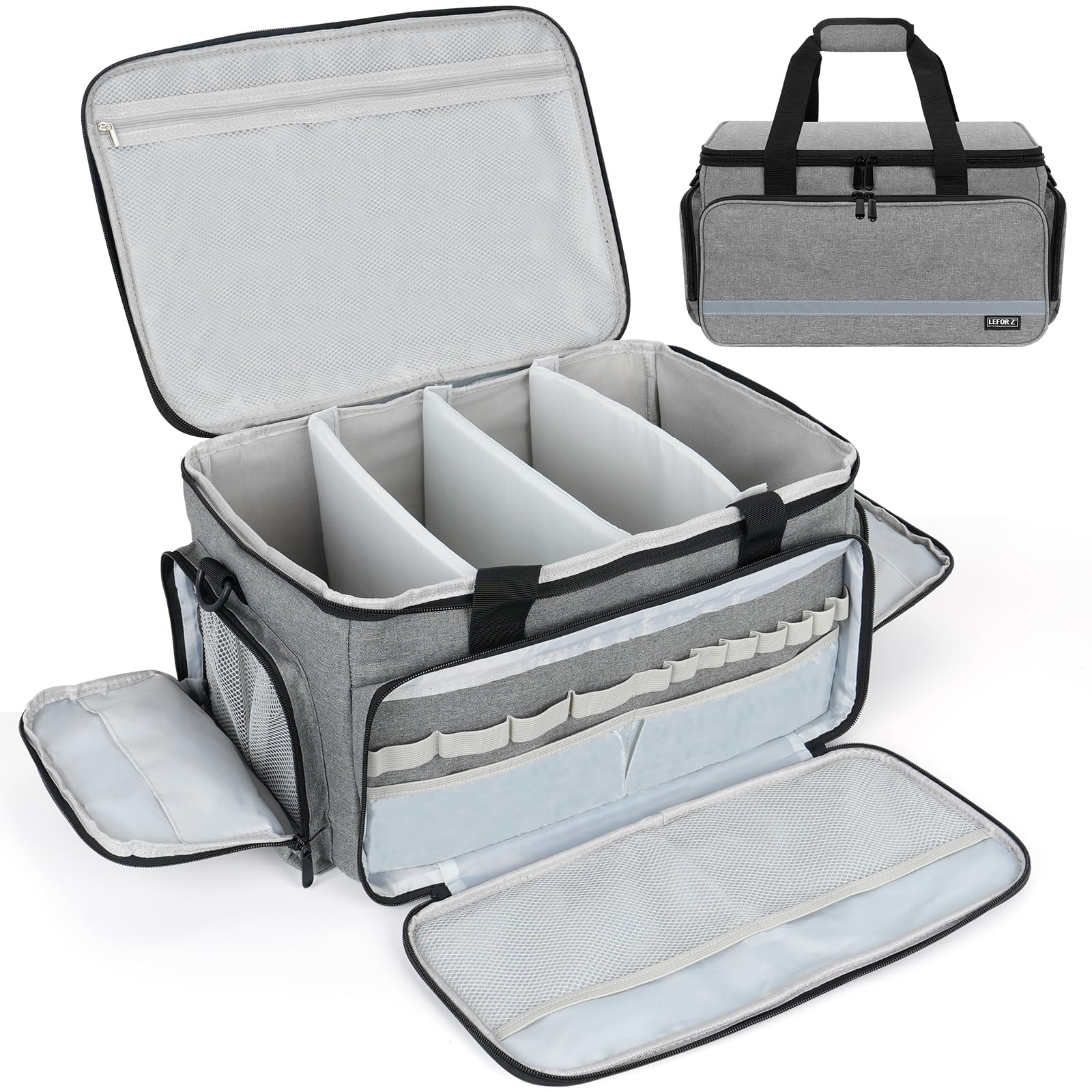 LEFOR·Z Medical Bag Home Health Nurse Bag Empty First Aid Storage Bag with Detachable Divider Medical Supplies Bag for Nursing StudentTherapistDoctors(Grey)