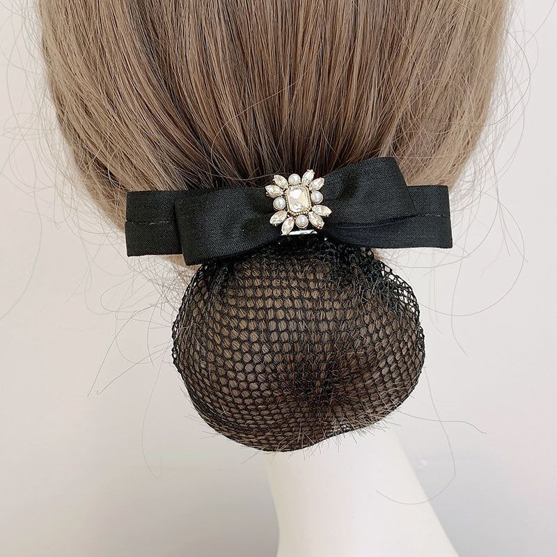 Nurse Hairnet with Bowknot - Chic Houndstooth Design