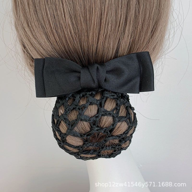 Nurse Hairnet with Bowknot - Chic Houndstooth Design
