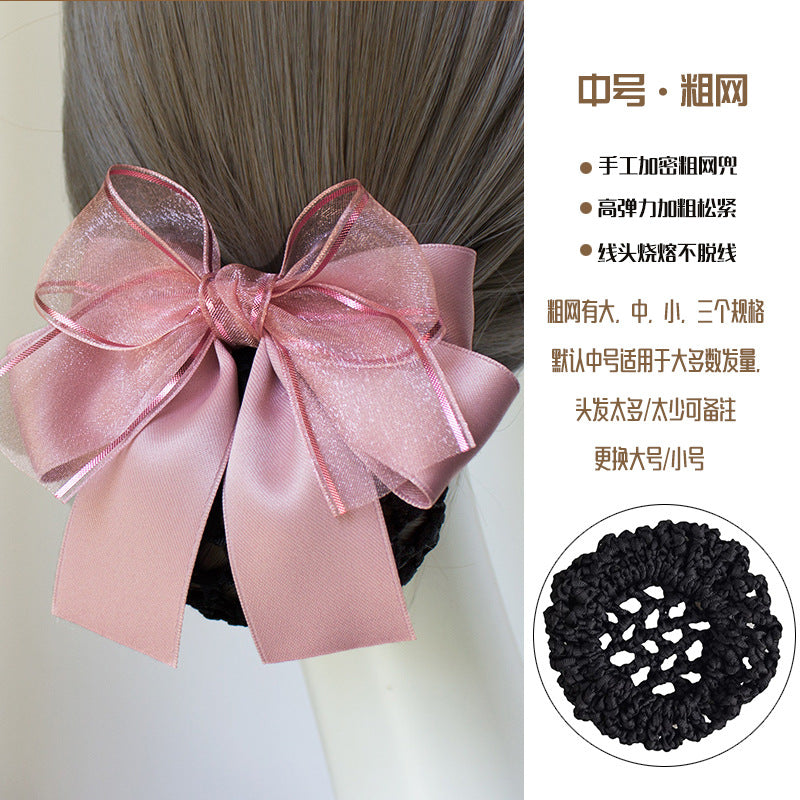 Nurse Hairnet with Bowknot - Chic Houndstooth Design